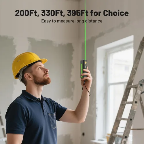 Miniatura 2 de Huepar Herramienta de medición láser verde de 330 pies con control de aplicación, medidor de distancia Bluetooth recargable de ± 1/16 pulgadas