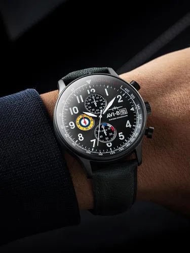 Miniatura 6 de Reloj analógico AV-4011 Hawker Hurricane, con mecanismo de cuarzo japonés, con correa de piel, de AVI-8