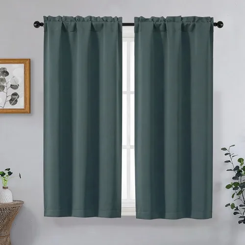 Miniatura 24 de OVZME Cortinas opacas turquesa para tratamiento de ventanas pequeñas, cortinas cortas con bloqueo de luz para ventana de cocina sobre el fregadero