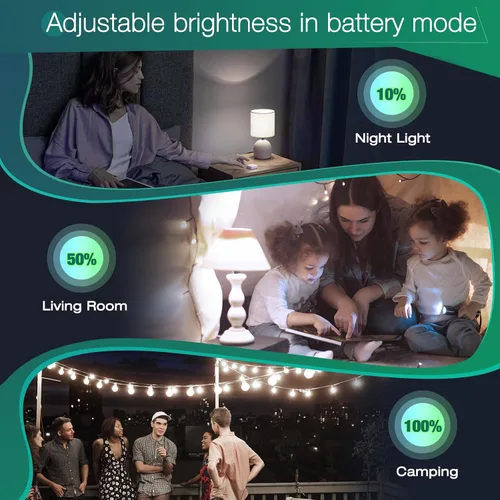 Miniatura 6 de Bombilla de luz de emergencia recargable con gancho, permanece encendida durante fallas de energía, 1500 mAh, 12 W, bombillas LED equivalentes a 60