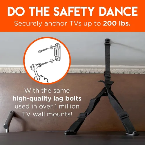 Miniatura 5 de ECHOGEAR Correas de seguridad para TV para televisores grandes – Anclajes antivuelco de servicio pesado para televisores de hasta 90” – Fijación a