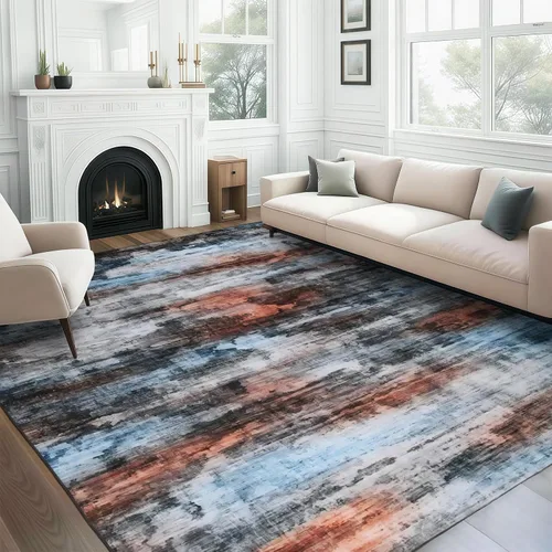 Miniatura 45 de WILLSUN Alfombras lavables de área, alfombras grandes antideslizantes de 5 x 7 pulgadas estilo bohemio para sala de estar, dormitorio, alfombra