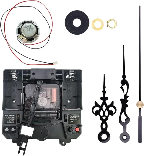 Milageto Mecanismo de movimiento de reloj de cuarzo, con manecillas silenciosas, kit de mecanismo de caja de música silenciosa, piezas de