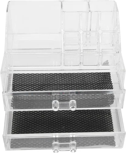 Miniatura 7 de Caja de almacenamiento de maquillaje, organizador transparente de dos niveles, joyería cosmética, lápiz labial, soporte para exhibición de lápiz