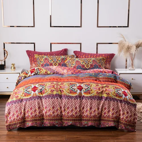 Miniatura 12 de ABREEZE Fundas de edredón individuales, juego de ropa de cama bohemio retro, funda de edredón de mandala colorida, funda de colcha estilo floral