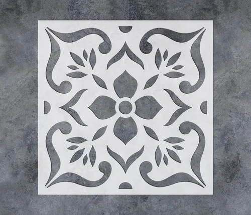 Miniatura 7 de GSS Designs - Plantilla de azulejos de joyas de 12 x 12 pulgadas, gran plantilla reutilizable para pintar y decorar la pared del piso, diseño