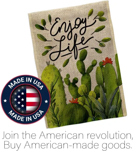 Miniatura 5 de Breeze Decor Cactus Life - Juego de bandera de arpillera para jardín, colgador de pared regional, suroeste, desierto, país, suculentas, área