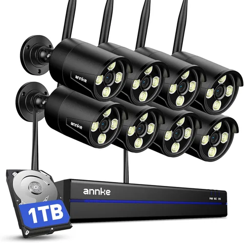 Miniatura 10 de Sistema de cámara inalámbrica ANNKE, NVR de seguridad de 4K ampliable de 16 canales, 8 piezas de cámaras exteriores de 3MP, audio de 2 vías, WiFi