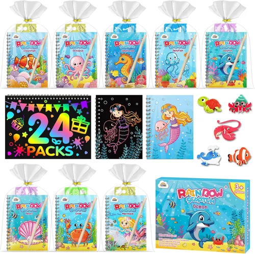 Miniatura 10 de ZMLM Paquete de 16 recuerdos de fiesta de arte arcoíris para niños de 4 a 8 años, bolsas de regalo de cumpleaños sin desorden, premios de aula de 1