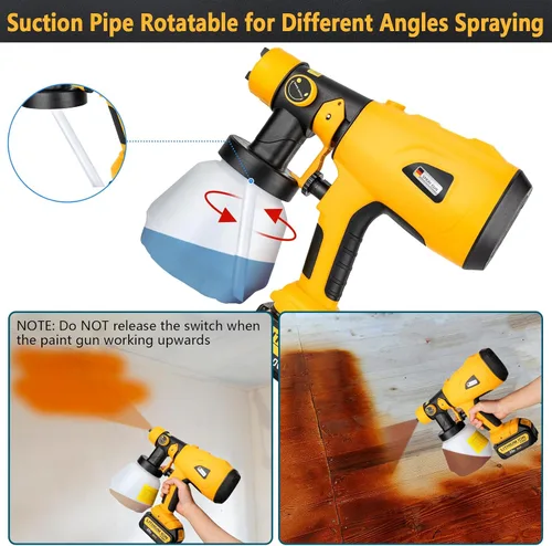 Miniatura 5 de Pulverizador de pintura inalámbrico compatible con DeWalt 20 V MAX batería de 33.8 fl oz de capacidad HVLP, pistola de pintura en aerosol HVLP, 3