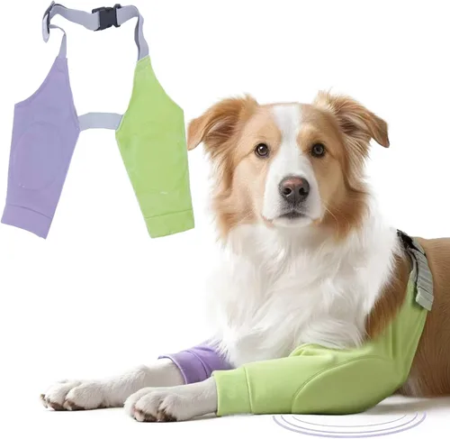 Coderas para perros, rodilleras, tratamiento de callos para heridas, patas delanteras para dejar de lamer, perros medianos y grandes, L, color morado