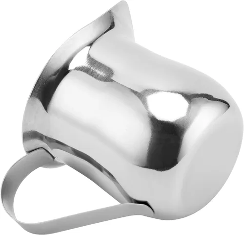 Miniatura 4 de KEILEOHO Paquete de 8 jarras pequeñas de metal de 3 onzas, jarra de crema de acero inoxidable, cremas en forma de campana con boquilla de vertido