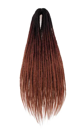 Miniatura 33 de 20 hebras de 24 pulgadas, extensiones de rastas color burdeos, rastas de cabello de ganchillo para mujer, hechas a mano, suaves, trenzas de cabello