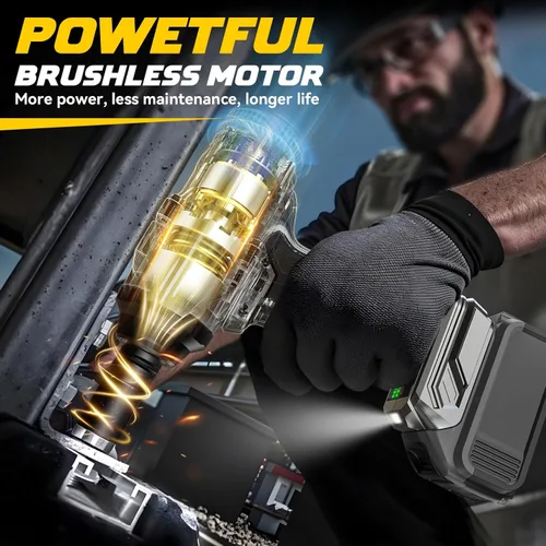 Miniatura 2 de DIYtoolifz Llave de impacto inalámbrica de 1/2" compatible con batería Dewalt 20v (herramienta básica), controlador de impacto de alto par de 1000