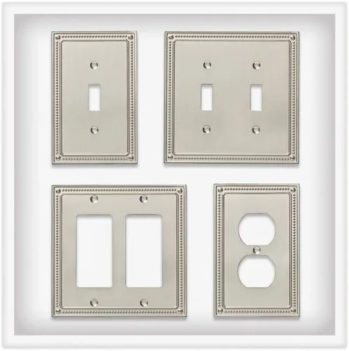 Miniatura 4 de Franklin Brass Placa de pared clásica de palanca y balancín con cuentas, 2 bandas, certificado ETL, salida GFI, cubierta decorativa