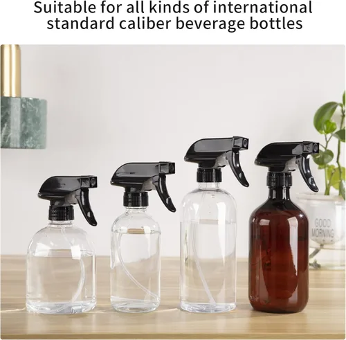 Miniatura 4 de HOMBYS Paquete de 4 Pulverizadores de Gatillo de Repuesto Negros con Boquillas de Pulverización de Chorro de Niebla para Botellas de Vidrio de Spray