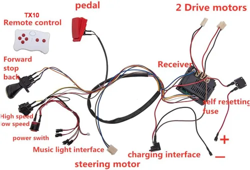 Miniatura 2 de Kit de cables y interruptores modificados para niños de 12 voltios, con control remoto Bluetooth de 2.4 G y receptor, para niños, accesorios