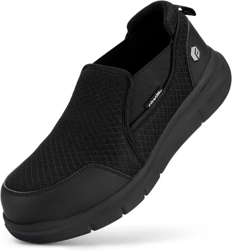 FitVille Zapatos con punta de acero para hombre, zapatos de trabajo con punta compuesta extra ancha para hombre, prueba de punción, V1