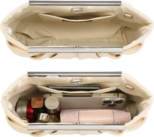 Miniatura 4 de Dasein - Bolsos de mano elegantes con pliegues para mujer, bolsos formales de noche con diamantes de imitación para bodas, fiestas, graduaciones