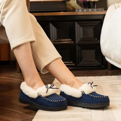 Miniatura 5 de RockDove Pantuflas de espuma viscoelástica de piel sintética para mujer