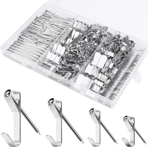 Miniatura 10 de Kit de 184 piezas para colgar cuadros, colgadores de cuadros de 20lb, 30lb y 50lb, ganchos metálicos para colgar cuadros con clavos, en paneles