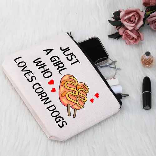Miniatura 4 de G2TUP Bolsa de maquillaje para perros de maíz, regalo para amantes de los perros de maíz, bolsa de cosméticos Corndog, regalo para amantes