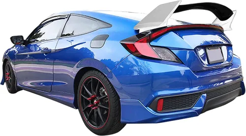 Miniatura 2 de FREEMOTOR802 Alerón de tapa de alerón trasero para maletero, se adapta a Honda Civic Coupe 2016-2020, estilo Type-R pintado negro brillante centro +