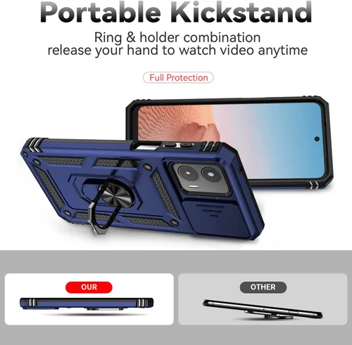 Miniatura 7 de Funda para Moto G 5G 2023 con cubierta deslizante para cámara y protector de pantalla HD [grado militar de 16 pies probada en caídas] Funda Azul