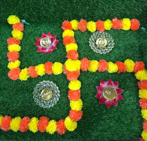 Miniatura 2 de Guirnalda de caléndula de 5 pies de 5 pies Decoración de manto de fiesta de boda india/americana, guirnaldas de imitación guirnalda de boda
