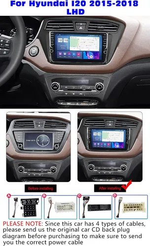 Miniatura 2 de Android 11 Car Stereo Radio Car-Play para Hyundai I20 2015-2018 LHD 2011 Reproductor Multimedia Soporte Navegación GPS BT FM 4G WiFi Volante Control