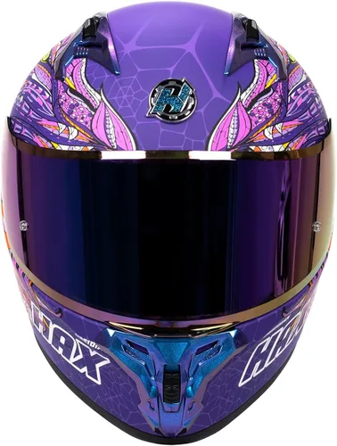 Miniatura 5 de HAX Obsidian Pro Full Face Dual Visor Adult Motorcycle Helmet for Motorbike Street Bike with Pinlock Ready DOT Approved Obsidian Pro Slayer Púrpura