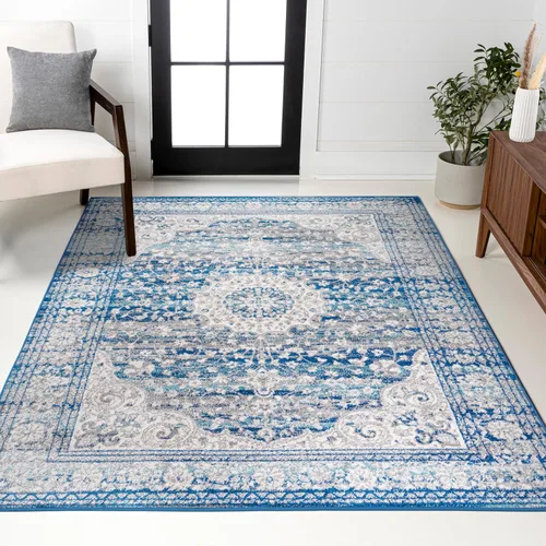 JONATHAN Y BMF109A-3 Scala - Alfombra decorativa de medallón bohemio para interiores, estilo vintage, floral, tradicional, fácil de limpiar, alto