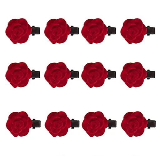 Mini pinzas para el pelo de rosas para mujeres y niñas, pasadores de pelo de flores rojas, pasadores de pelo vintage para novia, boda, San Valentín,