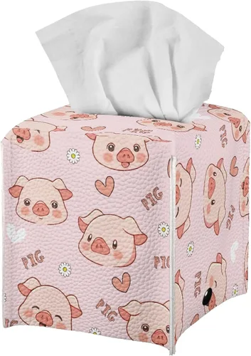 Miniatura 45 de ZFRXIGN Caja de pañuelos de hongos estética, funda cuadrada de piel sintética, organizador con cinturón inferior para tocador, encimera, mesita