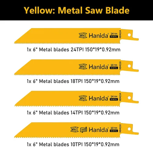 Miniatura 5 de Paquete de 12 hojas de sierra recíproca de metal, hojas de sierra de podar de madera para sierras recíprocas/Sawzall, cuchillas BI-M42 Sawzall