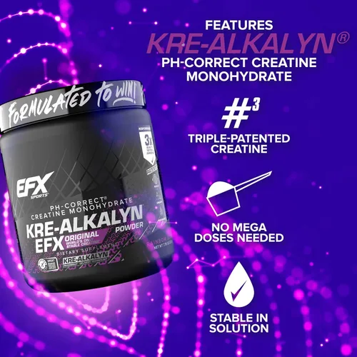 Miniatura 4 de EFX Sports Kre-Alkalyn EFX Powder Suplemento en polvo de monohidrato de creatina pH correcto Fuerza, crecimiento muscular y rendimiento 110