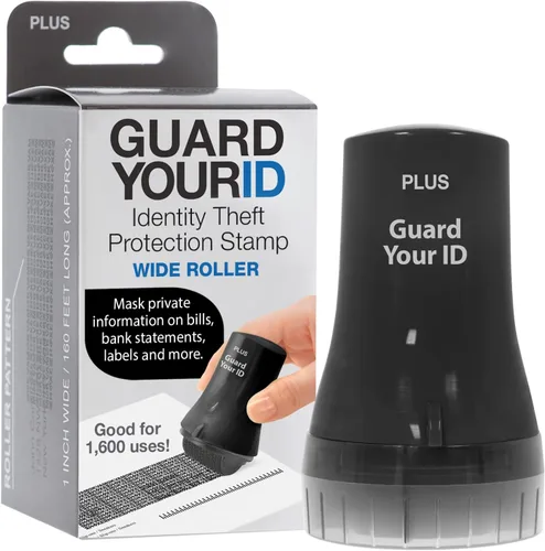 Guard Your ID Wide Advanced Roller 2.0 - Sello de seguridad para prevención de robo de identidad, color negro