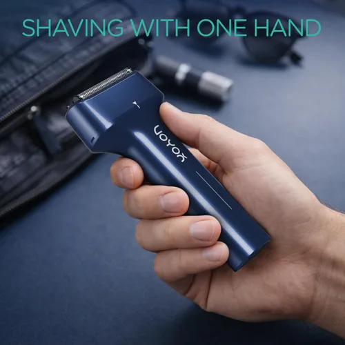 Miniatura 4 de VOYOR Afeitadora eléctrica de aluminio para hombres, afeitadora 3 en 1 para hombres con doble lámina de afeitado húmedo y seco, afeitado ligero