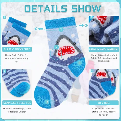 Miniatura 4 de Eocom 6 pares de calcetines de invierno cálidos de lana para niños y niñas