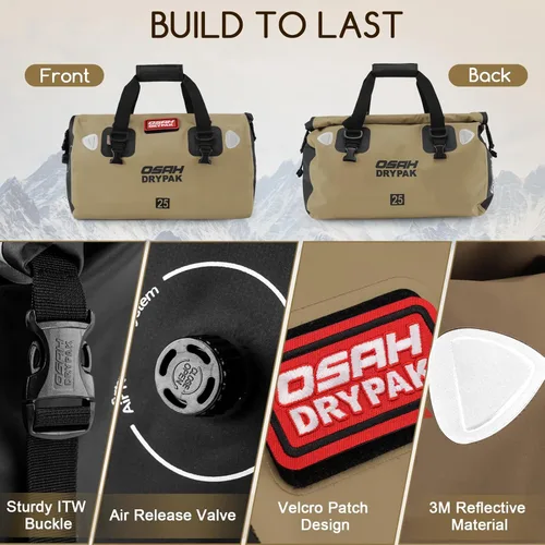 Miniatura 3 de OSAH DRYPAK Bolsa de lona impermeable – Bolsa seca para motocicleta con gran espacio de almacenamiento, bolsas de equipaje impermeables con bolsillo