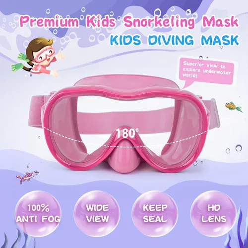 Miniatura 2 de Gafas de natación para niños con cubierta para la nariz, máscara de natación antifugas con correa de tela elástica, gafas de natación con protección