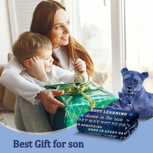 Miniatura 3 de tgruihm Regalo para mi Hijo de Mamá, Manta Azul de León para mi Hijo, Regalos para Hijos de Mamá, Manta de Flanela Super Suave y Acogedora para A