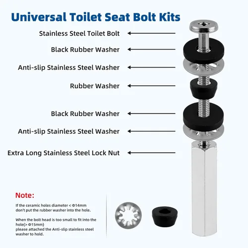 Miniatura 4 de Tornillos universales de latón macizo para asiento de inodoro, 2 piezas de pernos de metal para asiento de inodoro, pernos de piso de inodoro