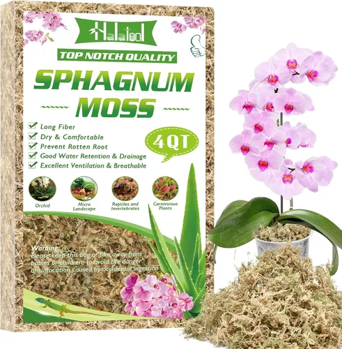 Halatool Musgo esfagnum prémium de 3.6 onzas para plantas de interior, mezcla para macetas de musgo de orquídea de 4 cuartos de galón, musgo