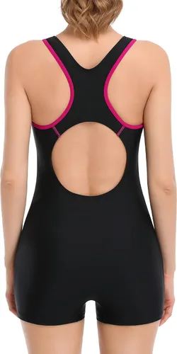Miniatura 2 de beautyin - Traje de baño para mujer, traje de baño aeróbico y de competición de una pieza, estilo pantalón corto