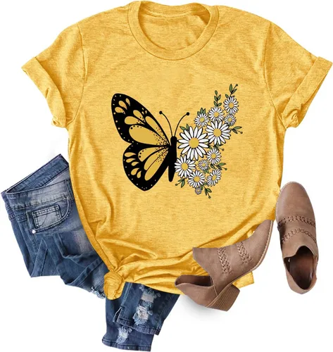Chulianyouhuo - Camiseta de manga corta con estampado de girasol para mujer, camiseta casual con bonita flor para adolescentes y niñas