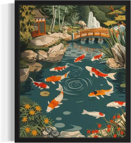 Miniatura 34 de Póster de paisaje, arte de pared retro vintage, galería de pintura de la naturaleza 22 (montañas Ades, 11 x 14 pulgadas, marco negro)