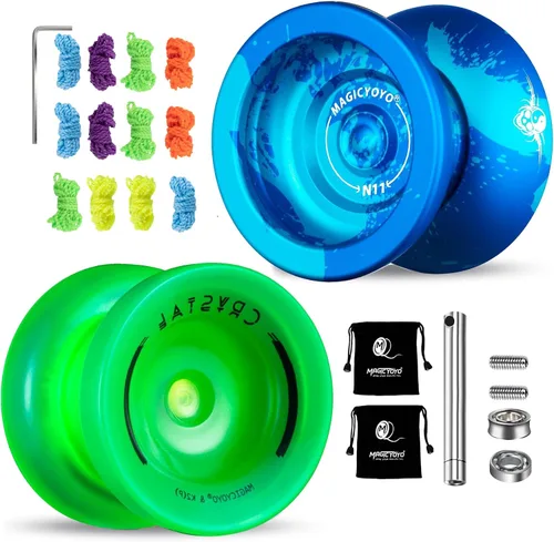 Miniatura 11 de MAGICYOYO Yoyos de Doble Propósito - N11 Aleación Dorada Negra Profesional No Responsivo Yo Yo y K2 Azul Rosa Amarillo Plástico Responsivo Yo-yo