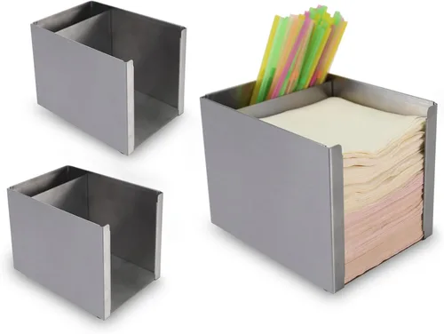 Miniatura 6 de BARsics Soporte de barra de acero inoxidable con 2 compartimentos para servilletas, accesorios