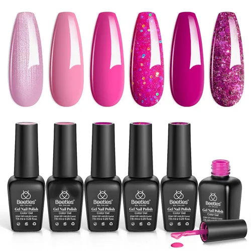 Miniatura 19 de Beetles - Esmalte de uñas de gel pastel, 6 colores, esmalte de gel macarrón, rosa claro, azul, verde, amarillo, morado, uñas suaves para todas
